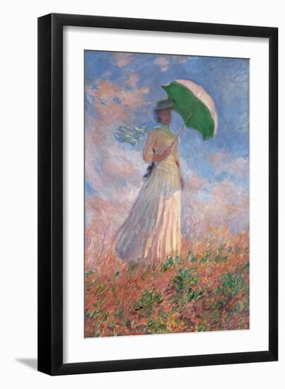 Woman with a Parasol Turned to the Right-Claude Monet-Framed Art Print