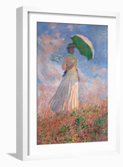 Woman with a Parasol Turned to the Right-Claude Monet-Framed Art Print