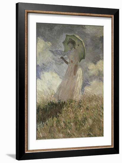 Woman with a Parasol Turned Toward the Left-Claude Monet-Framed Giclee Print