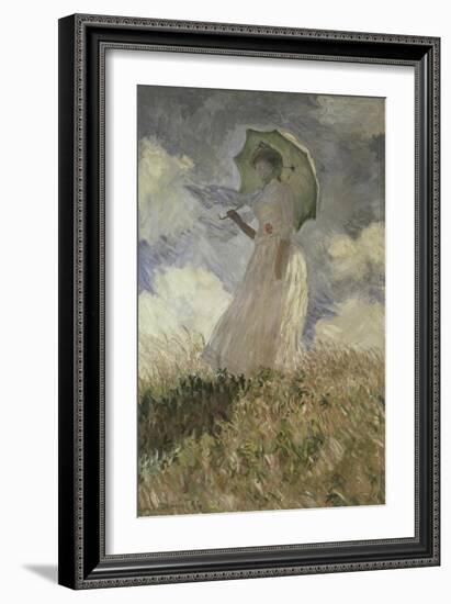 Woman with a Parasol Turned Toward the Left-Claude Monet-Framed Giclee Print