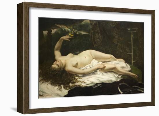 Woman with a Parrot-Gustave Courbet-Framed Art Print