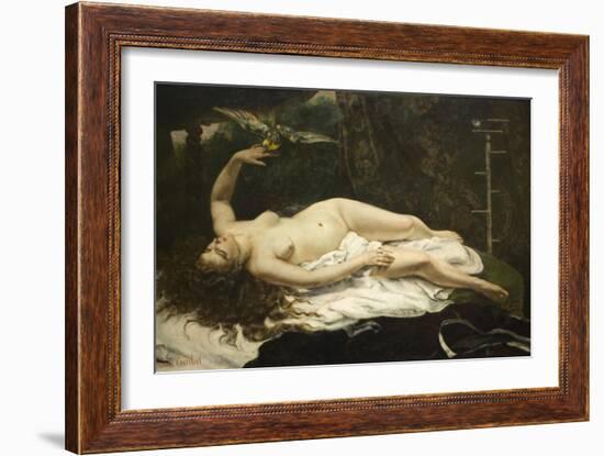 Woman with a Parrot-Gustave Courbet-Framed Art Print