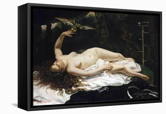 Woman with a Parrot-Gustave Courbet-Framed Premier Image Canvas