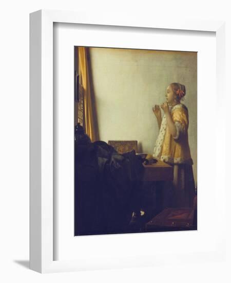 Woman with a Pearl Necklace, 1664-Johannes Vermeer-Framed Giclee Print