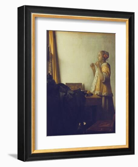 Woman with a Pearl Necklace, 1664-Johannes Vermeer-Framed Giclee Print