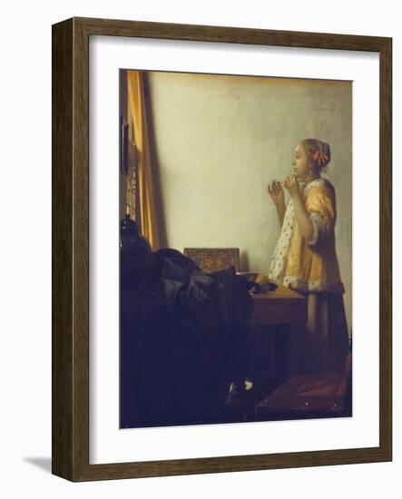 Woman with a Pearl Necklace, 1664-Johannes Vermeer-Framed Giclee Print