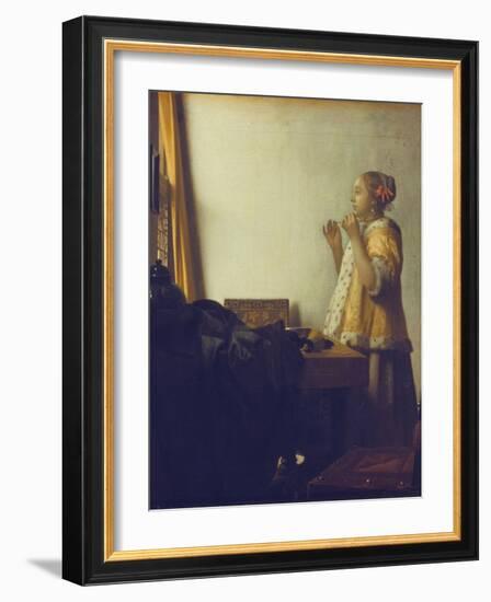 Woman with a Pearl Necklace, 1664-Johannes Vermeer-Framed Giclee Print