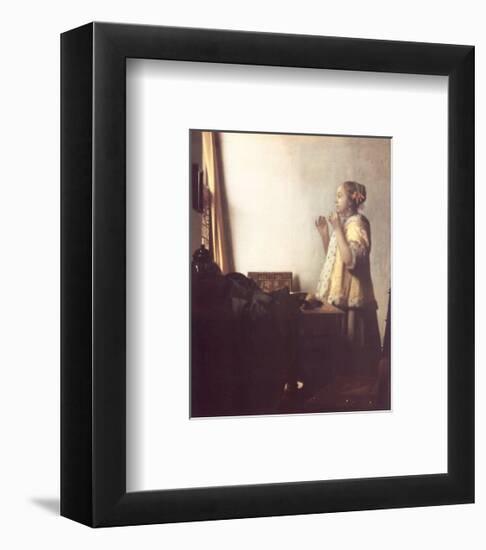 Woman with a Pearl Necklace, c.1664-Johannes Vermeer-Framed Art Print