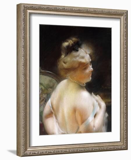 Woman with a Pearl Necklace, Femme Au Collier De Perles-Paul Albert Besnard-Framed Giclee Print