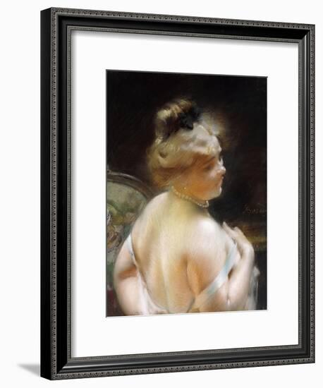 Woman with a Pearl Necklace, Femme Au Collier De Perles-Paul Albert Besnard-Framed Giclee Print