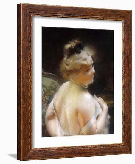 Woman with a Pearl Necklace, Femme Au Collier De Perles-Paul Albert Besnard-Framed Giclee Print