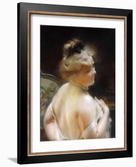 Woman with a Pearl Necklace, Femme Au Collier De Perles-Paul Albert Besnard-Framed Giclee Print