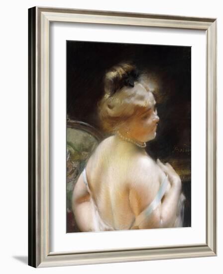 Woman with a Pearl Necklace, Femme Au Collier De Perles-Paul Albert Besnard-Framed Giclee Print