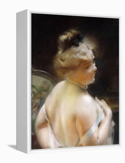 Woman with a Pearl Necklace, Femme Au Collier De Perles-Paul Albert Besnard-Framed Premier Image Canvas