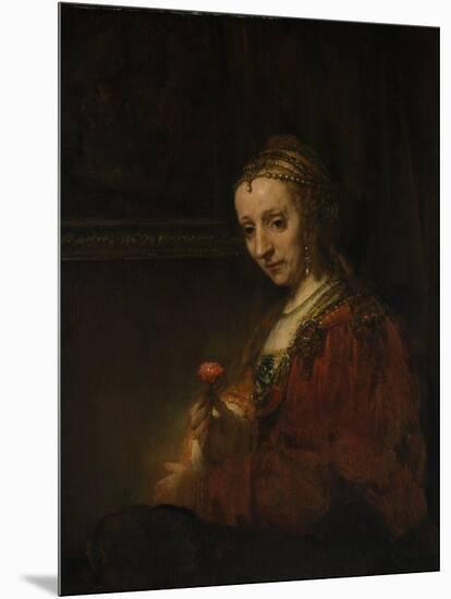 Woman with a Pink, c.1660-Rembrandt van Rijn-Mounted Giclee Print