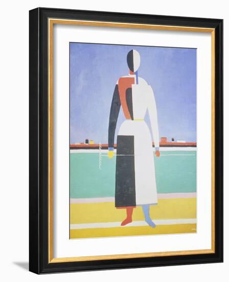 Woman with a Rake, 1915-Kasimir Malevich-Framed Giclee Print