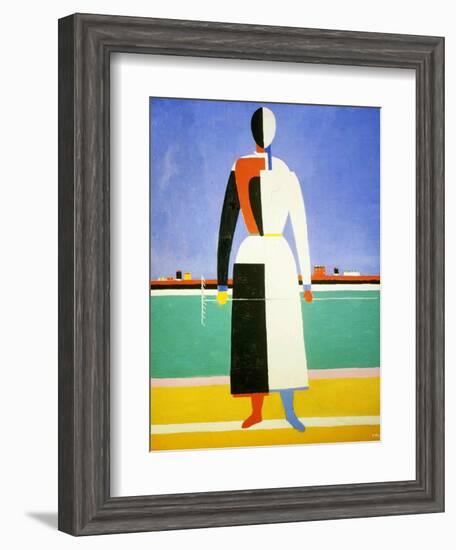 Woman with a Rake, 1928-1932-Kazimir Malevich-Framed Giclee Print