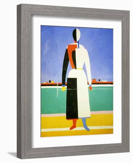 Woman with a Rake, 1928-1932-Kazimir Malevich-Framed Giclee Print