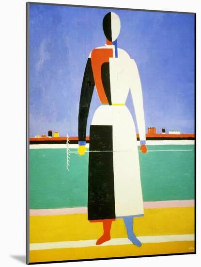 Woman with a Rake, 1928-1932-Kazimir Malevich-Mounted Giclee Print