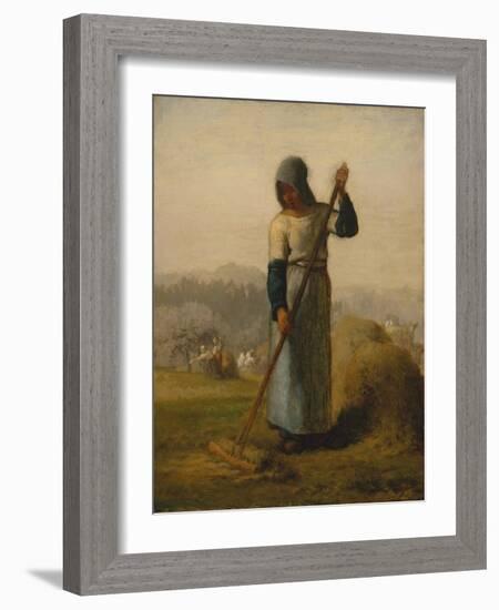 Woman with a Rake, probably 1856–57,-Jean-Francois Millet-Framed Giclee Print