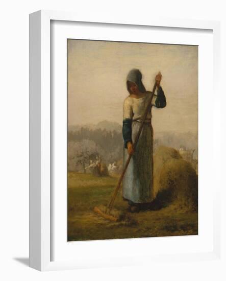 Woman with a Rake, probably 1856–57,-Jean-Francois Millet-Framed Giclee Print