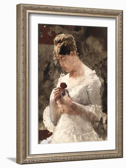 Woman with a Rose, 1879-Winslow Homer-Framed Giclee Print