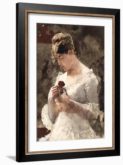 Woman with a Rose, 1879-Winslow Homer-Framed Giclee Print