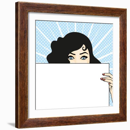 Woman with a Sheet of Paper, Expressing Surprise-Alena Kozlova-Framed Art Print