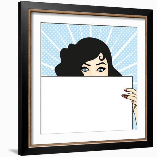 Woman with a Sheet of Paper, Expressing Surprise-Alena Kozlova-Framed Art Print