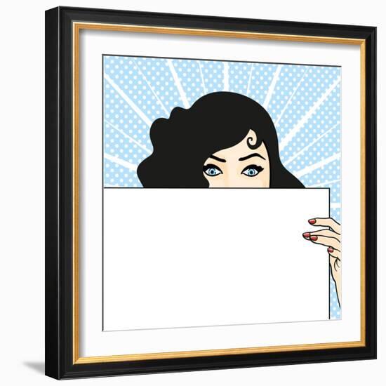 Woman with a Sheet of Paper, Expressing Surprise-Alena Kozlova-Framed Art Print