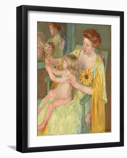 Woman with a Sunflower, C.1905 (Oil on Canvas)-Mary Stevenson Cassatt-Framed Giclee Print