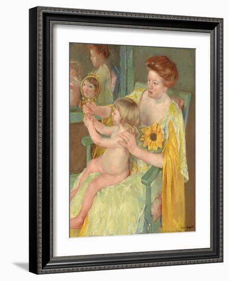 Woman with a Sunflower, C.1905 (Oil on Canvas)-Mary Stevenson Cassatt-Framed Giclee Print