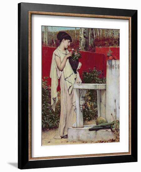 Woman with a Vase of Flowers-Sir Lawrence Alma-Tadema-Framed Giclee Print