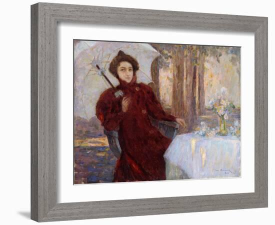 Woman with an Umbrella; Femme a L'Ombrelle, 1896-Henri Eugene Augustin Le Sidaner-Framed Giclee Print
