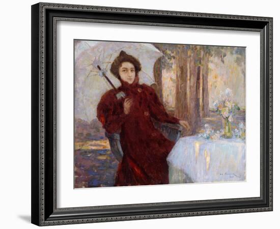 Woman with an Umbrella; Femme a L'Ombrelle, 1896-Henri Eugene Augustin Le Sidaner-Framed Giclee Print