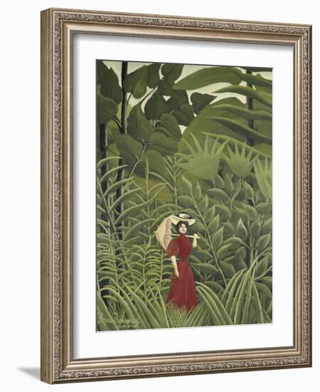 Woman with an Umbrella in an Exotic Forest-Henri Rousseau-Framed Giclee Print