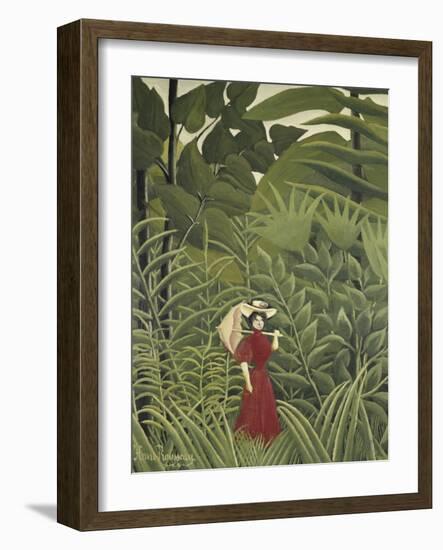 Woman with an Umbrella in an Exotic Forest-Henri Rousseau-Framed Giclee Print