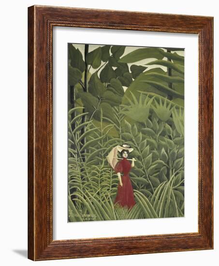 Woman with an Umbrella in an Exotic Forest-Henri Rousseau-Framed Giclee Print