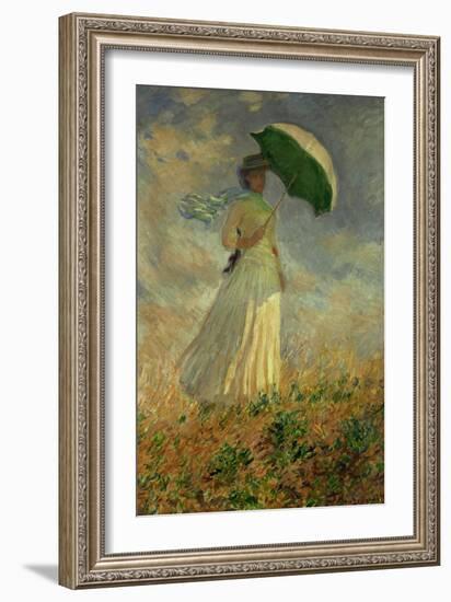 Woman with an Umbrella Turned to the Right-Claude Monet-Framed Giclee Print