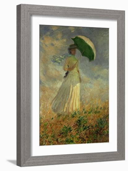 Woman with an Umbrella Turned to the Right-Claude Monet-Framed Giclee Print