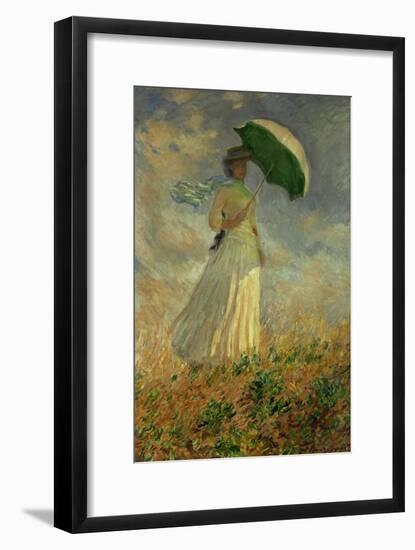 Woman with an Umbrella Turned to the Right-Claude Monet-Framed Giclee Print