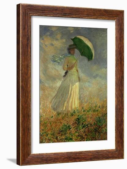 Woman with an Umbrella Turned to the Right-Claude Monet-Framed Giclee Print