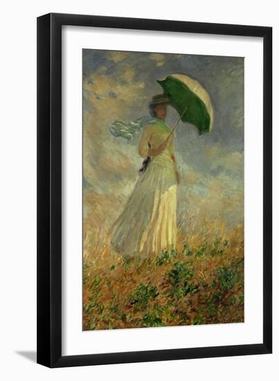 Woman with an Umbrella Turned to the Right-Claude Monet-Framed Giclee Print