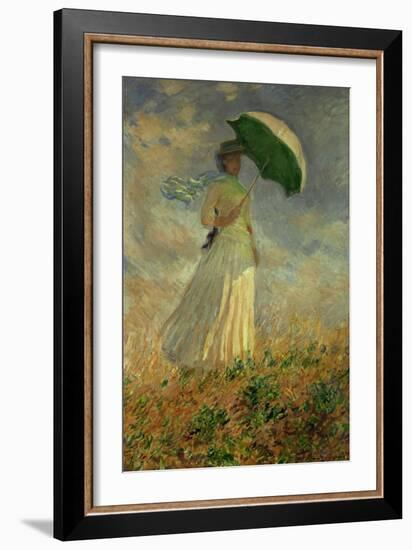 Woman with an Umbrella Turned to the Right-Claude Monet-Framed Giclee Print