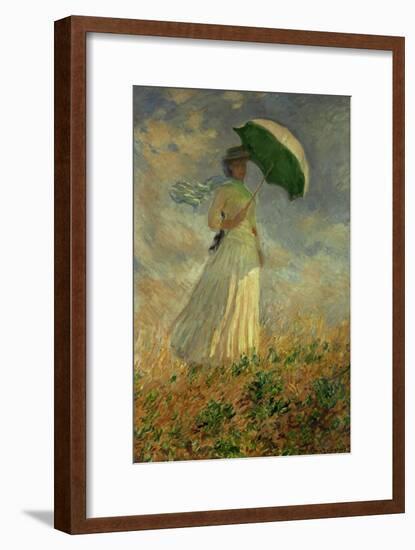 Woman with an Umbrella Turned to the Right-Claude Monet-Framed Giclee Print