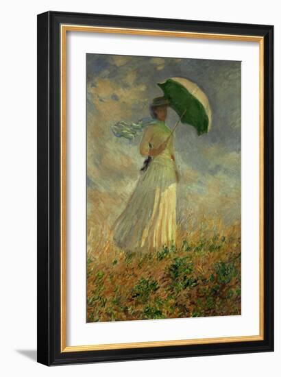 Woman with an Umbrella Turned to the Right-Claude Monet-Framed Giclee Print