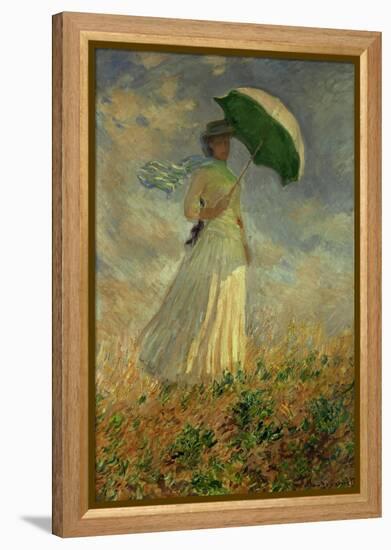 Woman with an Umbrella Turned to the Right-Claude Monet-Framed Premier Image Canvas