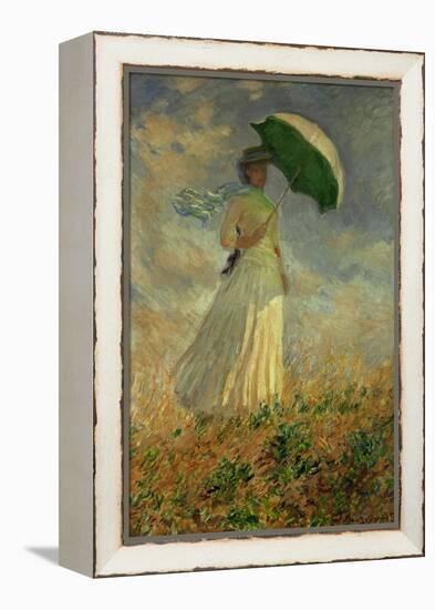 Woman with an Umbrella Turned to the Right-Claude Monet-Framed Premier Image Canvas