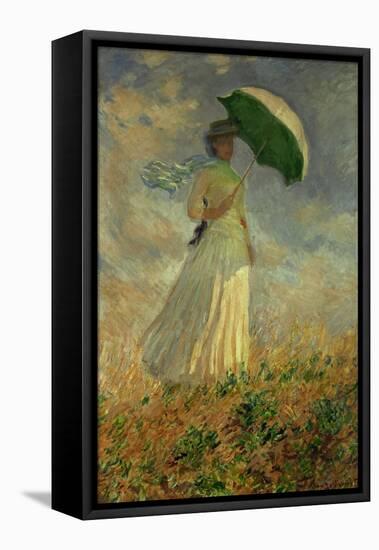 Woman with an Umbrella Turned to the Right-Claude Monet-Framed Premier Image Canvas