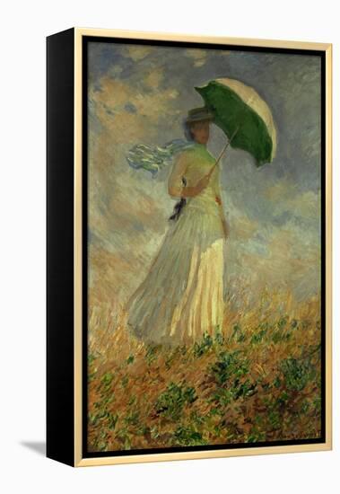 Woman with an Umbrella Turned to the Right-Claude Monet-Framed Premier Image Canvas